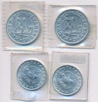 1986. 50f Al elő- és hátlap elfordult + 50f hibátlan + 1989. 10f Al elő- és hátlap elfordult + 10f h...