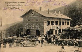 Ucka, Monte Maggiore; Kronprincessin Stefanie Schutzhaus b. Abbazia / rest house, automobils (r)