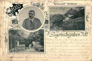 Payerbachgraben, Weinzettel's Gasthaus, Art Nouveau, litho (EK)