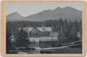 ca 1890 Központi-Kárpátok Tátralomnici állomás, Tátra keményhátú Stengel fotó füzet (kiváló állapotban)/ Tatra railway station vintage Stengel photo 12x17 cm