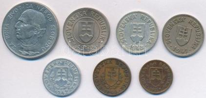 Szlovákia 1939-1943. 10h-5K (7xklf) fémpénz T:vegyes
Slovakia 1939-1943. 10 Halierov - 5 Korun (7xdi...