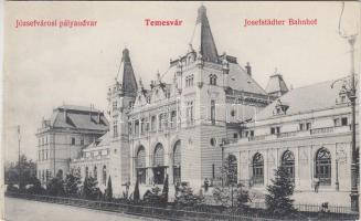 Temesvár, Józsefvárosi pályaudvar, vasútállomás / railway station (vágott / cut)