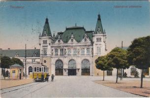 Temesvár, Józsefvárosi pályaudvar, vasútállomás, villamos / railway station, tram (Rb)