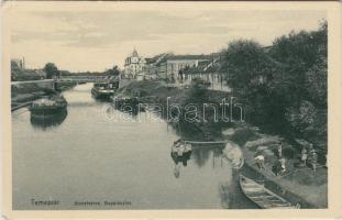 Temesvár, Józsefváros, Béga / river, barge, boats (EK)