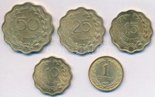 Paraguay 1950-1953. 1c-50c (5xklf) Al-Br T:2,2- Paraguay 1950-1953. 1 Centimo - 50 Centimos (5xdiff) Al-Br C:XF,VF