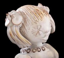 Kovács Éva (1938-): Testvérek. Kézzel festett mázas kerámia, jelzett, hibátlan, m:33 cm