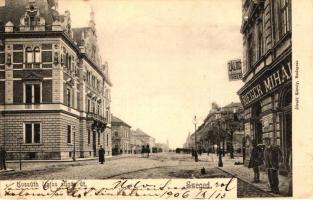 Szeged, Kossuth Lajos sugárút, Riegler Mihály üzlete, Zálogintézet, kiadja Divald Károly