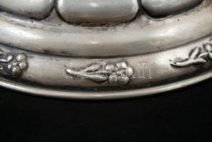 Ezüst (Ag.) talpas ólomkristály váza, csiszolt, metszett, jelzett, restaurált, m: 38 cm / Leadcrysta...