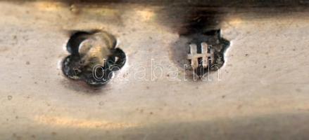 Ezüst (Ag.) talpas ólomkristály váza, csiszolt, metszett, jelzett, restaurált, m: 38 cm / Leadcrysta...