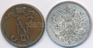 Finnország 1915. 1p Cu + 1917. 25p Ag T:2- lapkahiba
Finland 1915. 1 Penni Cu + 1917. 25 Pennia Ag C...