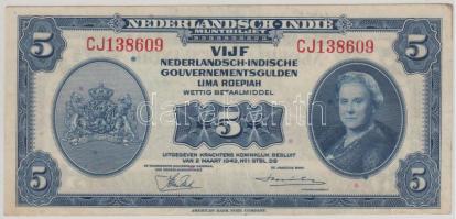 Holland Kelet-India 1943. 5G T:restaurált Netherlands East Indies 1943. 5 Gulden C:restored