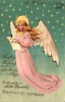 Christmas, angel, decorated litho