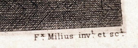 Félix Augustin Milius (1843-1894): 3 db rokokó rézmetszet, papír, jelzettek, különböző méretben