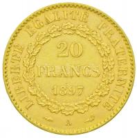 Franciaország / Modern Köztársaság 1897A 20Fr Au (6.51g/0.900) T:2
France / Modern Republic 1897A 20...
