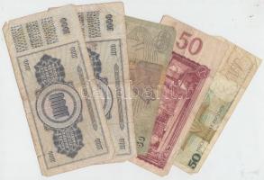 25db-os vegyes külföldi bankjegy tétel, közte Horvátország, Szlovénia, Jugoszlávia, Csehszlovákia, L...