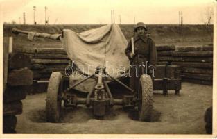 WWI Hungarian artillery soldier, cannon, photo (EK)