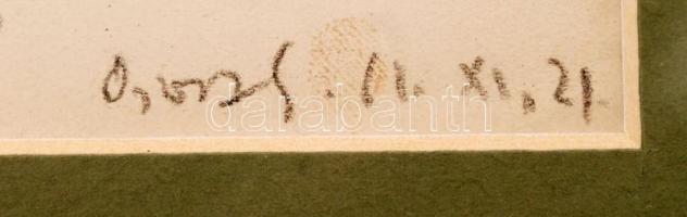 Orosz Gellért (1919-2002): Falusi porta, ceruza, papír, jelzett, paszpartuban, üvegezett fa keretben...