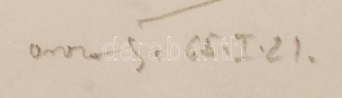 Orosz Gellért (1919-2002): Alakok, vázlatrajz, ceruza, papír, jelzett, paszpartuban, üvegezett fa ke...