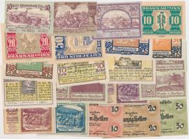 Ausztria 1920. 21db szükségpénz 7 városból, városonként 3xklf T:I,I- Austria 1920. 21pcs of necessity notes from 7 cities, 3xdiff notes from each city C:UNC,AU
