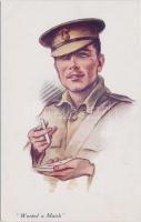 Wanted a match / WWI British soldier with cigarette, A. Vivian Mansell & Co. No. 1011.