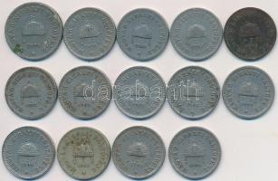 1893-1915KB 10f (13x) Ni és Cu-Ni + 1894KB 20f Ni T:vegyes