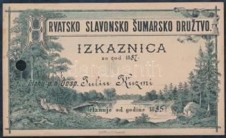 1885-1887 Zágráb, Vadászati jegy / hunting ticket