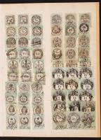 cca 1860-1880 60 db illetékbélyeg nagy címletekkel / 60 document stamps with high values