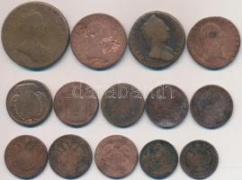 14db-os vegyes rézpénz tétel, többségében magyar verdejelek, közte 1858E 5/10kr, 1861B 1kr T:vegyes