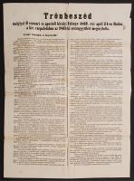 1869 A magyar király trónbeszéde, mellyyel az 1869-ki országgyűlést 1869-ki április 24-én megnyitotta. 45x60 cm