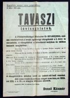 1944 Hirdetmény Nagykörösről tavaszi lóvizsgálatok tárgyában 45x60 cm