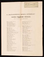 1906 A Magyarországi Artista Egyesület rendes tagjainak névsora 4p.