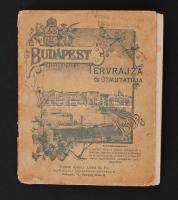 1896 Budapest székesfőváros tervrajza és útmutatója, tartalmazza a székesfőváros térképét és az ezredéves országos kiállítás látképét, kissé szakadt, 49x60 cm