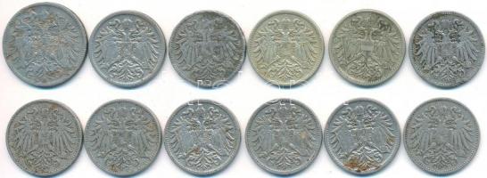 Ausztria 1893-1916. 10h Ni és Cu-Ni-Zn (11x) + 1893. 20h Ni T:vegyes
Austria 1893-1916. 10 Heller Ni...