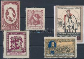 1914-1916 Militária I. VH 5 db segélybélyeg, közte R