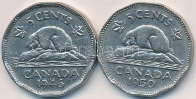 Kanada 1946-1950. 5c Ni (2x) T:2- Canada 1946-1950. 5 Cents Ni (2x) C:VF