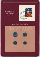 Paraguay 1980-1984. 1G - 50G 4xklf db, forgalmi szett felbélyegzett kartonlapon T:1  Paraguay 1980-1984. 1 Guarani - 50 Guarani 4xdiff, coin set on cardboard with stamp C:UNC