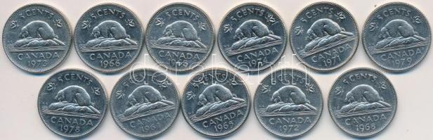 Kanada 1963-1978. 5c Ni (11x) T:2,2- Canada 1963-1978. 5 Cents Ni (11x) C:XF,VF