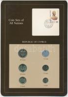 Ciprus 1983. 1/2c - 20c 6xklf db, forgalmi szett felbélyegzett kartonlapon T:1  Cyprus 1983. 1/2 Cent - 20 Cents 6xdiff, coin set on cardboard with stamp C:UNC