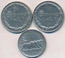 Olaszország 1920-1928. 50c Ni + 1L Ni (2x) T:2-,3 Italy 1920-1928. 50 Cent Ni + 1 Lire Ni (2x) C:VF,F