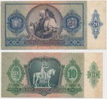 1936. 10P + 1941. 20P mindkettő hamis adópengő bélyeggel "MNB Debreceni Fiókintézet" bélye...