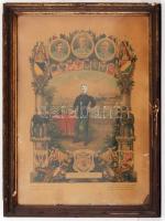 cca 1900 "Szolgálati időm emlékéül", Leitner & litho emléklap, farostra kasírozva, üve...