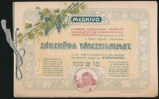 1905 Meghívó A Szegedi Szállodások, Kávésok, Vendéglősök és Korcsmárosok Ipartársulata által rendezett zártkörű táncvigalomra