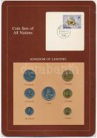 Lesotho 1979-1983. 1s - 1L 7xklf db, forgalmi szett felbélyegzett kartonlapon T:1  Lesotho 1979-1983. 1 Sente - 1 Loti 7xdiff, coin set on cardboard with stamp C:UNC