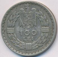 Románia 1932. 100L Ag "II. Károly" T:2,2- Romania 1932. 100 Lei Ag "Carol II" C:XF,VF