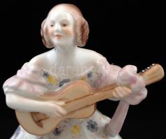 Herendi Déryné, kézzel festett, jelzett, hibátlan, m: 21 cm / Herend Mrs.Dery porcelain figure, hand...