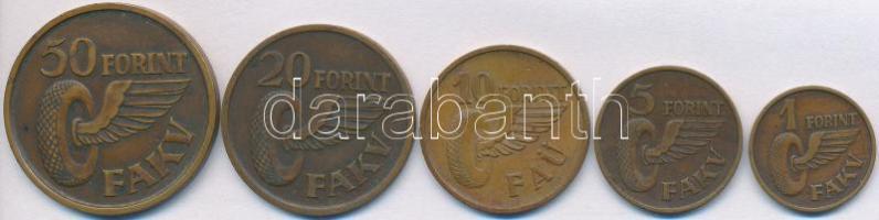 1946-1968. 1Ft + 5Ft + 10Ft + 20Ft + 50Ft "FAKV (Fővárosi Autóbusz Községi Vállalat)" fém közlekedési bárca T:2