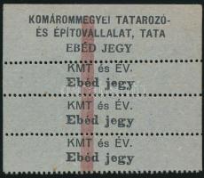 cca 1960-1970 Tata, A Komárom megyei Tatarozó és Építővállalat ebédjegyei, 4 db