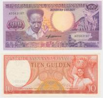 Suriname 1963. 10G + 1988. 100G T:I Suriname 1963. 10 Gulden + 1988. 100 Gulden C:UNC