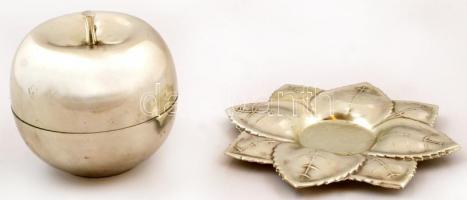 Almát formázó alumínium pohártartó, alumínium talppal, benne 6 db felespohárral