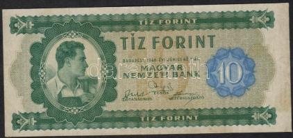 1946. 10Ft méretvariáns: 156x69mm (hivatalos méret 155x71mm) T:II halvány foltokkal
